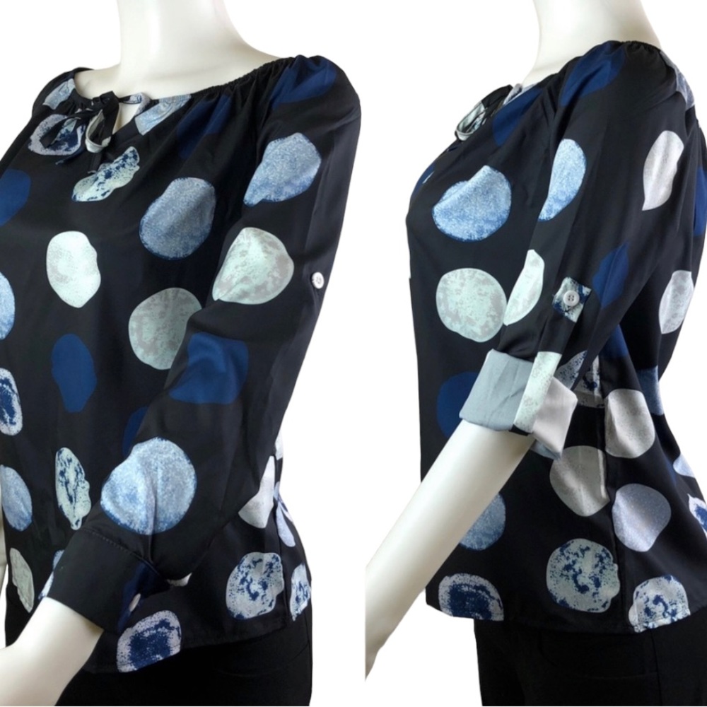 New! Berrylook Tie Collar Polka Dot Blouse